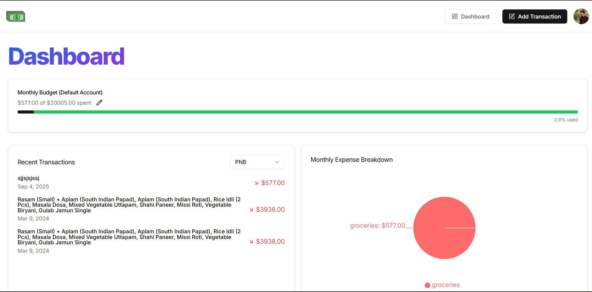 AI Finance Management App